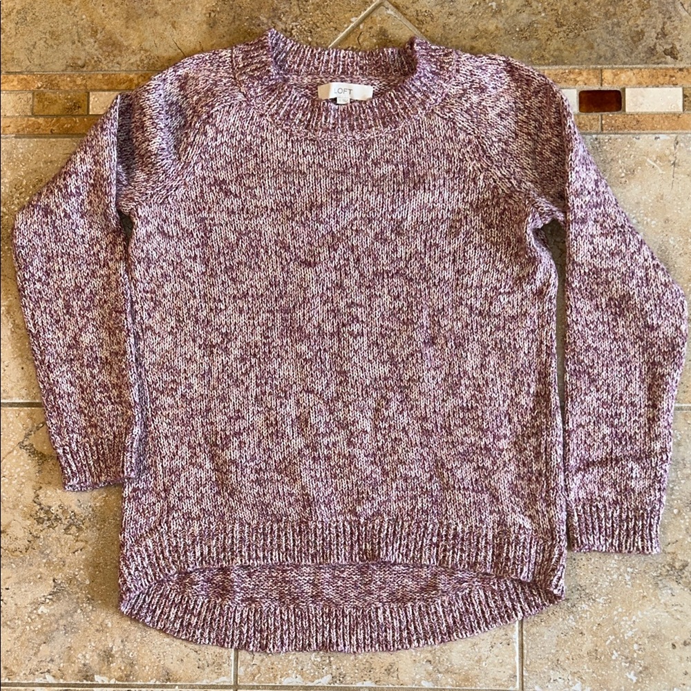 LOFT Marled Knit Sweater in Purple